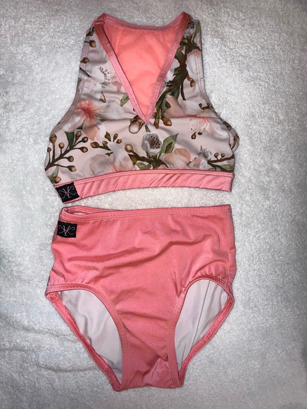 Kandi Kouture Floral & Coral Two-Piece Dance‎ Set Size Child Large